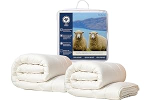 Delara Organic Cotton Twin Duvet Insert –White Cotton Comforter –Merino Wool-Filled, Multi-Functional Snappable Comforters, 2 x Comforters-1 x 200 GSM, 1 x 300 GSM, with 8 Tabs –GOTS Certified