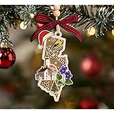 AlvaradoDesign New Jersey State Christmas Wooden Ornament - State USA Ornament - Moving to New Jersey Gift - Travel Gift - 2 Layer Laser Cut Wooden Ornament