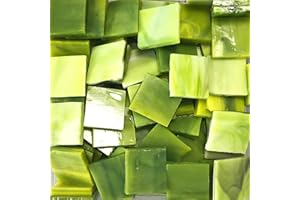 OAKBUD Mosaic Tiles - Glass Square Bulk Mosaic Tile Assortment - 1.5x1.5 cm Mixed Colors Glass Tile - 130pcs/200g Craft and Backsplash Tile (Olive Green)
