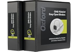Oxford 3 Ring Binders, Binders for School and Office, Durable 4 Inch, ONE-Touch Easy Open D Rings, View Binder Covers, 4 Interior Pockets, PVC-Free, Holds 880 Sheets, Black, 2 Pack (79920)