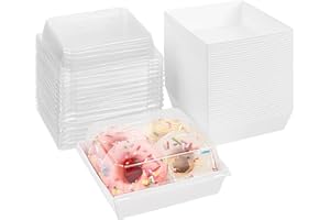 Ocmoiy Small Charcuterie Boxes with Clear Lids, To Go Paper Disposable Food Containers, 5 Inches Bakery Dessert Boxes for Sandwich, Cookie, Pastry, Cake Slice (White, 50ct)