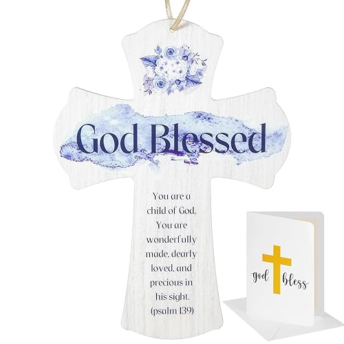 Burst Bird Baptism Acrylic Cross for Boys or Girls for Table or