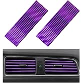 JUSTTOP 20 PCS Car Air Conditioner Decoration Strip, Bendable PVC Trim Strips, Shiny Purple, Silver, Chrome Finish, Universal