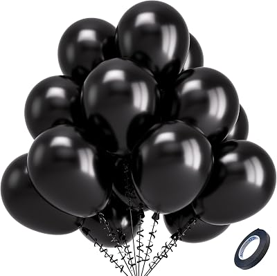Kelfara Black Balloons 100pcs 12 Inch Latex Party Decorations