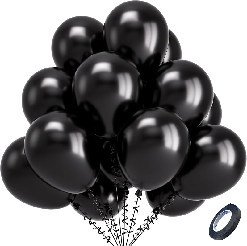 Kelfara Black Balloons 100pcs 12 Inch Latex Party Decorations