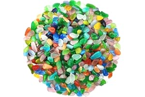 WAYBER 1 Lb/460g Colorful Pebbles Decorative Crystal Stones Sea Glass Opal Rocks Gravel Sand for Aquarium/Turtle Tank/Succulent Plants/Flowerpot/Vase Decoration (Fill 1 Cup)