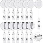 Zonon 100 Pieces Retractable Badge Reel Clips ID Card Holder Reel with Metal Belt Clip for Hanging Cards Key Chains, Name Badge Holders for Nurses Teachers Students(White)
