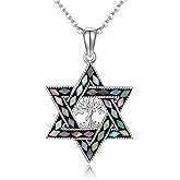 AXOMY Celtic Necklace 925 Sterling Silver Star of David/Trinity Knot/Claddagh Cross/Mjolnir Thors Hammer Pendant Necklace Jewish Scottish Irish Viking Norse Pagan Nordic Jewelry Gifts for Women Men