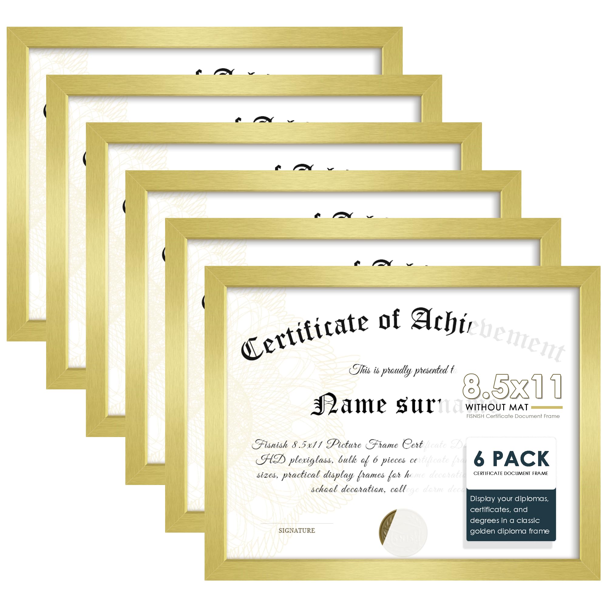 Fisnish 8.5x11 Picture Frame Certificate Document