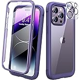 Diaclara Designed for iPhone 14 Pro Max Case 6.7’’, Full Body Rugged Phone Case w/Built-in Sensitive Anti-Scratch Screen Protector+9H Tempered Glass Camera Lens Protector(Royal Purple)