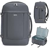 ECOHUB Travel Backpack for Men Women, Carry on Backpack with USB Charging Hole, Spirit Airlines Personal Item Bag Flight Approved, 15.6 Inch Laptop Backpack with Anti Theft Pockets, 30L, Grey