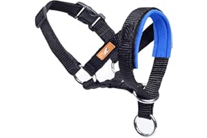 WINTCHUK Dog Head Collar, Fabric Padded Head Collar for Dogs to Prevent Pulling, Adjustable Dog Head Harness (M,Blue)
