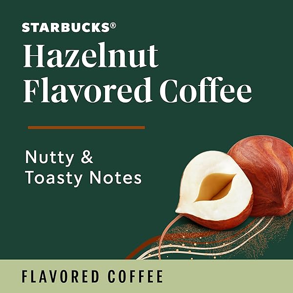 STARBUCKS K-CUP COFFEE PODS, HAZELNUT FLAVORED COFFEE, NATURALLY FLAVORED, 100% ARABICA, 1 BOX (10 PODS)