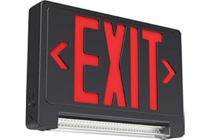 SASELUX Exit Sign with Adjustable LED Pipe,Exit Signs with Emergency Lights Bar Combo, Compact Hardwired Exit Sign with Battery Backup,Black Led Emergency Exit Light,120V/277VAC,UL Listed (1 Pack)