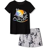 Tebbis Trendy Tie Dye Sleepover Summer Pajamas for Girls -100% Cotton Soft Butterfly Avocado Jammies Size 6-18