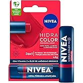 NIVEA Hidratante Labial Hidra Color 2 em 1 Vermelho 4,8g - Combina cor intensa e hidratação enriquecida com Manteiga de Karit