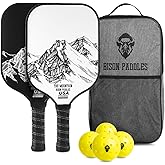 Bison Paddles: Carbon Graphite Pickleball Paddles - Lightweight Pickleball Rackets | Honeycomb Composite Core Improves Pickle Ball Placement and Increases Power | Durable Unibody Construction