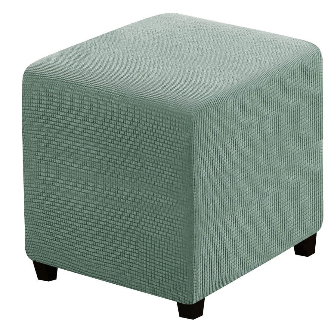 Photo 1 of RHYII Ottoman Covers Slipcover Square Jacquard Fabric Footstool Protector Covers Storage Stool Ottoman Covers Stretch with Elastic Bottom Medium Sage