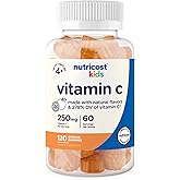 Nutricost Kids Vitamin C Gummies (250mg), 120 Gummies - Natural Flavors, Natural Colors, Gluten Free, No Corn Syrup, 60 Servings
