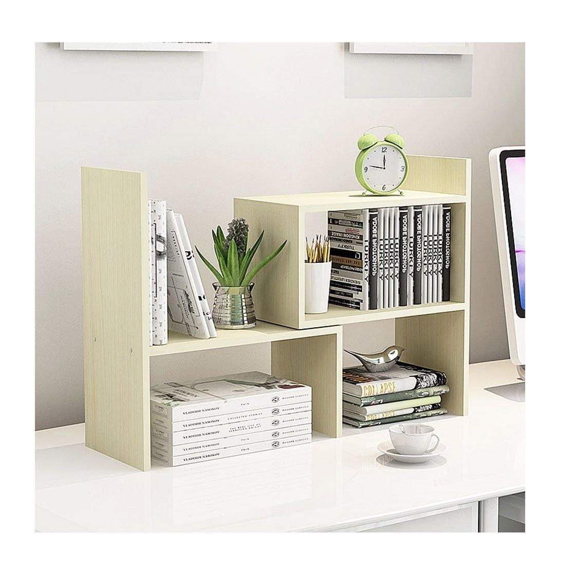 Libreria Da Tavolo Hbluefat In Legno: Mini Scaffale Per Libri, Riviste E CD. Compatta E Stile! 📚🪵 - 3