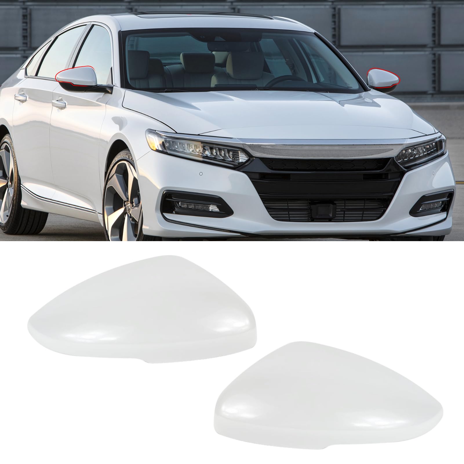 Photo 1 of Abodvu Compatible with Honda Accord Mirror Cover 2018-2022,10th Gen Accord Mirror Cap for Left Driver & Right Passenger Side,Replace for 76251TVAA31,76201TVAA31,Platinum White Pearl,1 Pair(Sedan Only)