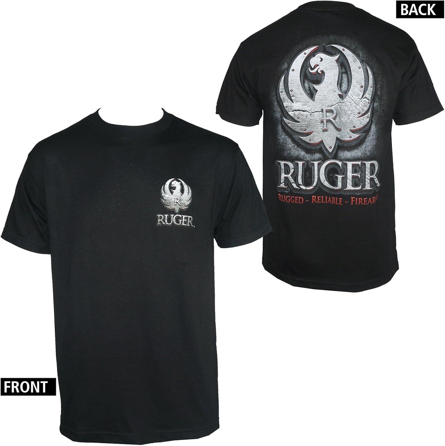 Ruger Metal Logo Men's Black Tshirt Clothing