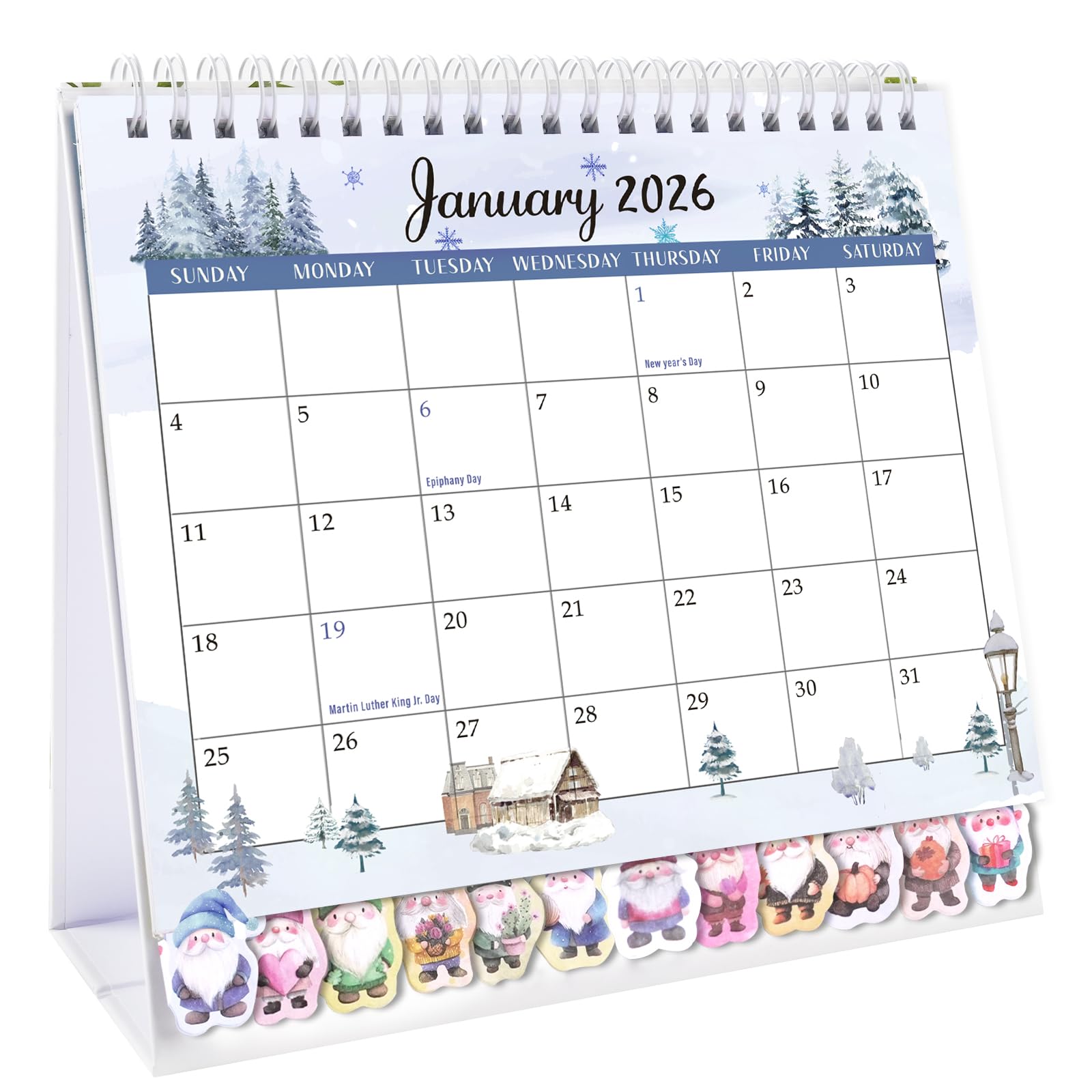 Photo 1 of  2 GuassLee Desk Caledar 2026,12 Months Standing Flip Desktop Calendar Covers Jan. 2026 to Dec. 2026 Small 7.5" x 6" Monthly Stand Up Planner with To Do List,Notes and Label for Home School Office