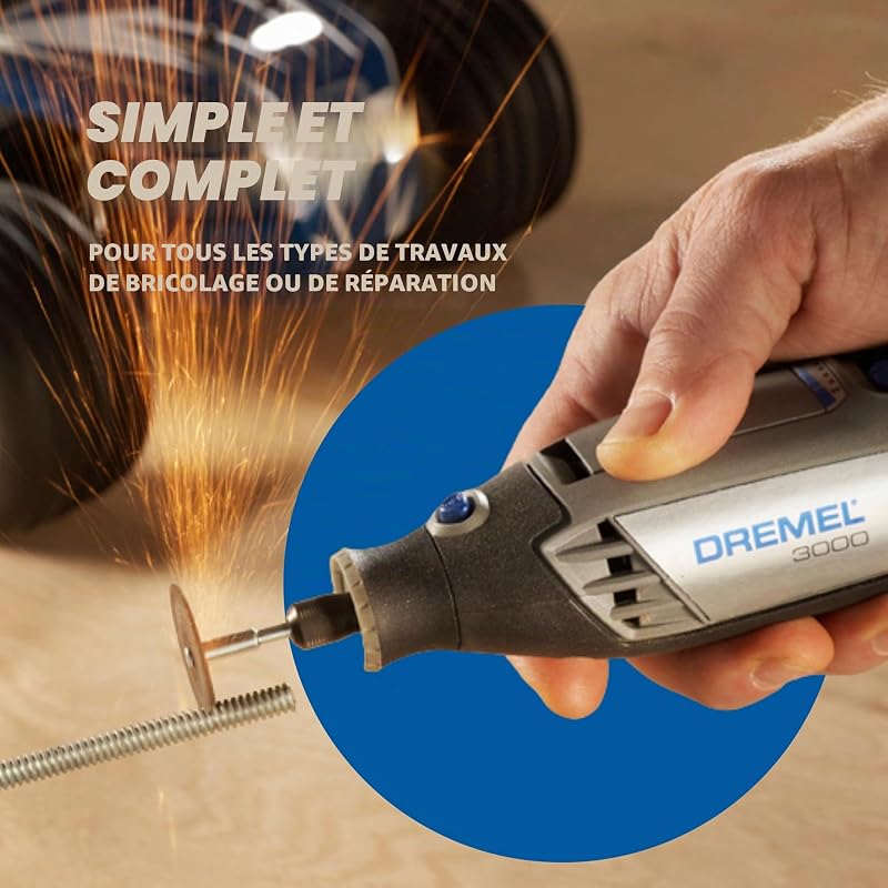 3000 Outil Rotatif Multifonction 130W avec 1 Adaptation 25 Accessoires, Vitesse Variable 10000-33000 tr/min pour Découper, Poncer, Percer, Nettoyer, Sculpter, Polir, Graver, Meuler