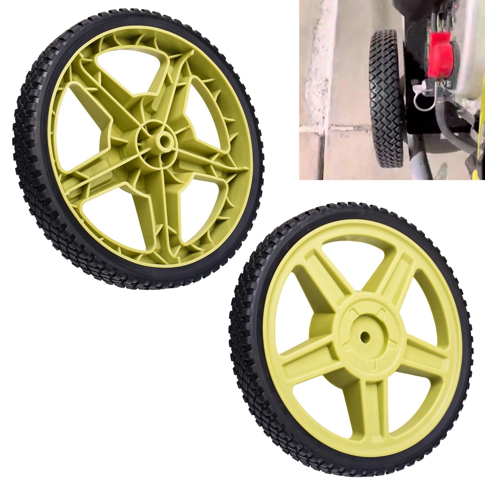 Photo 1 of 2 Pack 308451053 Replacement Wheel?12" X 1.75" 1/2 Hub?Greener - Compatible with Homelite/Ryobi 308451053 Pressure Washer Wheel RY80949B RY80533 RY802900 RY80940B RY80930 RY802800 UT80993F PS8C3152