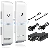 Wireless Bridge Ubiquiti NanoStation M5 PRE-CONFIGURED Bundle of 2 Ubiquiti airMAX NSM5-US, Point to Point Outdoor WiFi Bridg