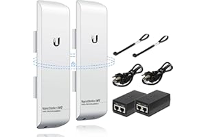 Wireless Bridge Ubiquiti NanoStation M5 PRE-CONFIGURED Bundle of 2 Ubiquiti airMAX NSM5-US, Point to Point Outdoor WiFi Bridg