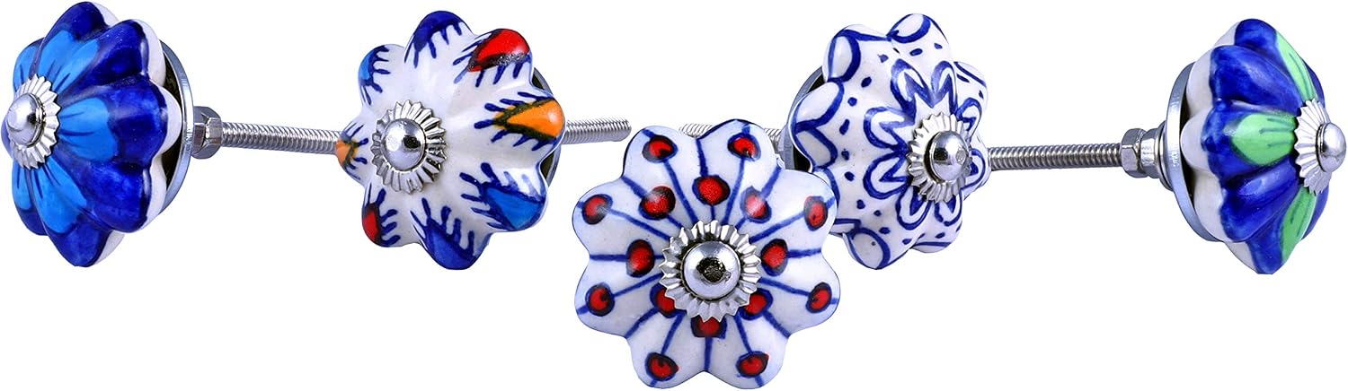 25 Blue & White Ceramic Drawers Knobs Door Cupboard Pulls Indian Mix Knobs.Express Priority Shipping - Image 4