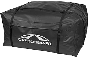 CARGOSMART CargoSmart Soft Sided Car Top Cargo Bag, 38”x38”x18” – Adds up to 15 Cubic Feet of Storage – Easily Mounts to Vehicle’s Roof Rack or Roof Top Basket – Heavy-Duty Vinyl, Black