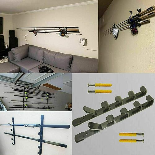 Fishing Rod Wall Storage Rack, Fishing Pole Holder for Garage Cabin  Basement, Heavy Duty Holds up to 10