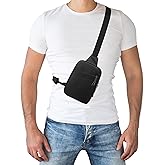 Peicees Small Crossbody Bags for Women Men Waterproof Mini Shoulder Bag Sling Bag Chest Daypack Travel Passport Holder Purse, Black