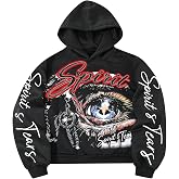 BEAUDRM Men's Eye Print Hooded Sweatshirts Hip Hop Gothic Sweatshirts | Graphic Sweatshirts, Y2k, Streetwear, Party, Rave, Fall Pullover, Oversized Jacket, Going Out Outfit