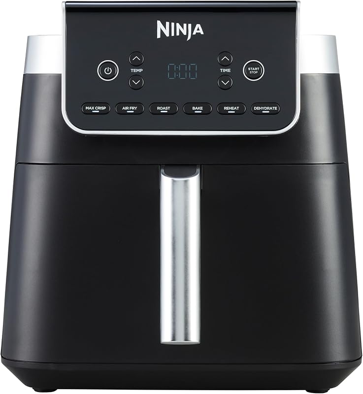 Friggitrice ad Aria MAX, 6.2L Digitale, 5 in 1, Antiaderente, Cottura Senza Olio, per Arrostire, Cuocere al Forno, Formato Famiglia, Cestello e Piastra Lavabili in Lavastoviglie, Grigio AF180EU
