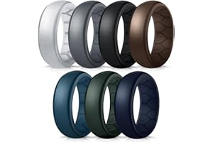 Forthee Silicone Wedding Ring for Men, Breathable Airflow Inner Curve, Mens' Rubber Wedding Engagement Bands for Crossfit Wor
