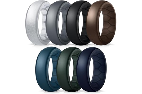 Forthee Silicone Wedding Ring for Men, Breathable Airflow Inner Curve, Mens' Rubber Wedding Engagement Bands for Crossfit Wor
