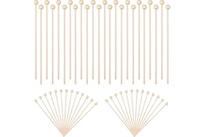 PRETWAD 50 Pack Wooden Rock Candy Sticks with Ball Tips- 6 Inch Natural Wood Cake Pop & Drink Stirrer Sticks, Wood Swizzles Sticks for Chocolate Dipping & Coffee(15cm, Round Ball Head, Bulk)