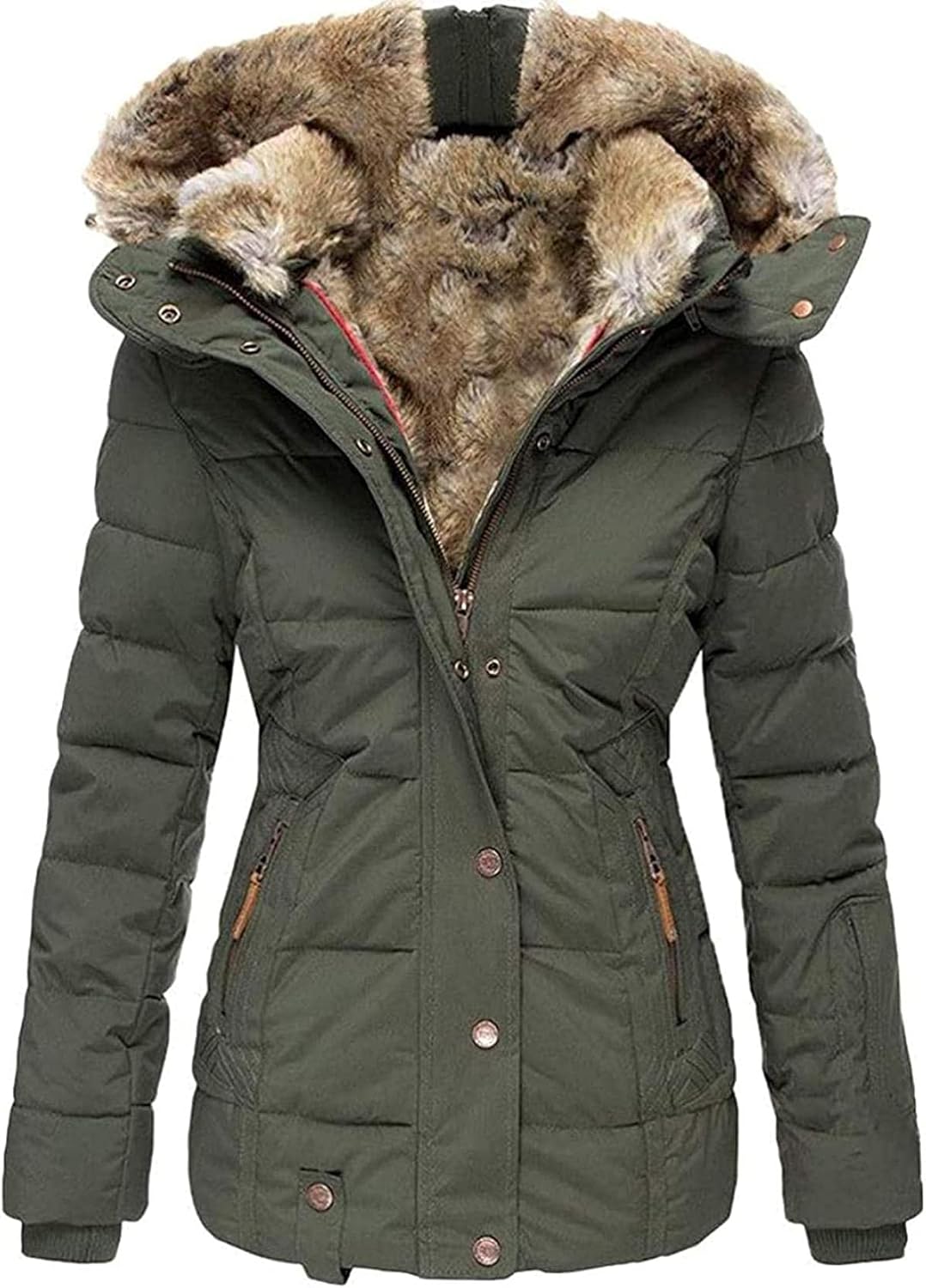 Women Winter Zipper Hoodie Parkas Jacket Amazon.co.uk Clothing