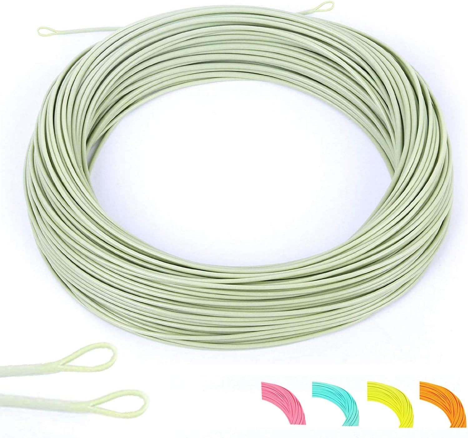 MAXIMUMCATCH Maxcatch Double Taper Floating Fly Fishing Line: DT1F-8F,100F in 3 colors (Moss green with 2 welded loops, DT2F)