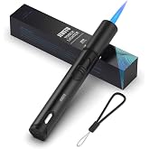JEVSTU Torch Lighter with Fuel Level Window for Candle, Adjustable Fire Jet Torch Windproof Lighter Long for Grill Cooking Survival, Mini Men Gifts, Black