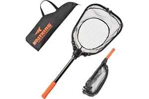 KastKing Brutus Fishing Net, Foldable Extendable Fish Landing Net, Lightweight & Portable Fishing Net with Soft EVA Foam Handle, Holds up to 44lbs/20KG, Fish-Friendly Mesh for a Safe Release