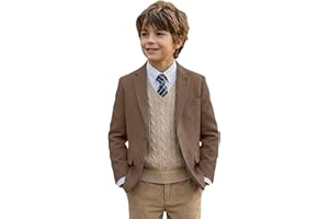 ENVCDDV Boys Tweed Suit Blazer Herringbone Jacket Boy Sport Coats Slim Fit Retro Tuxedo Stylish Wedding Party Prom Homecoming