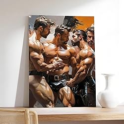 HMLZSJ Nude Muscle Male Torso Portrait Art Gay