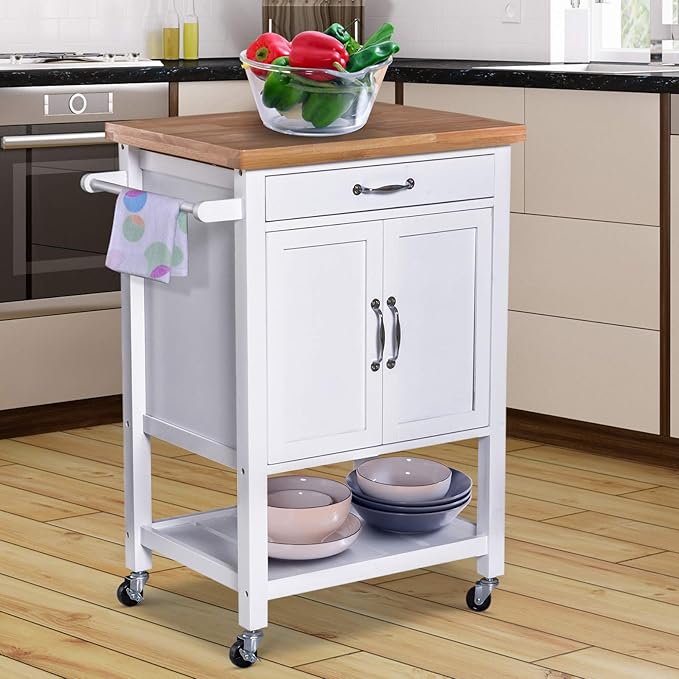 Home Kitchen Homcom Kitchen Storage Trolley Cart Rolling Wheels