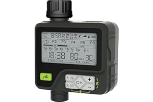CROSOFMI Sprinkler Timer,Water Timer with 6 Separate Watering Programs Hose Timer with Rain Auto Sensor Function,Week System，Child Lock,Garden Lawn Faucet Timer,Drip Irrigation System Controller,IPX5