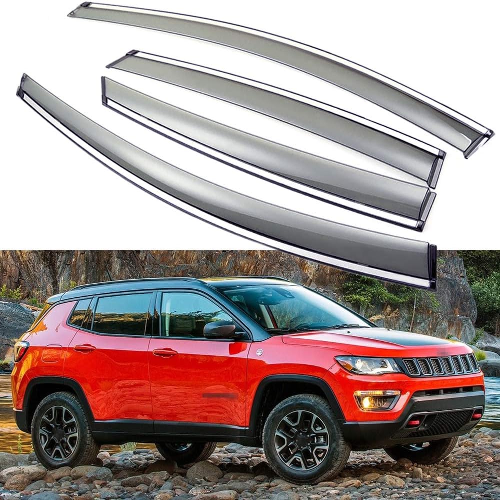 SPEEDLONG Car Window Visor Vent Shade Deflector Sun/Rain Guards Compatible with Jeep Compass 2018 2019 2020 2021