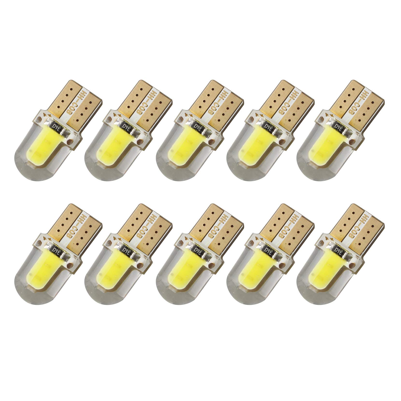 Jopto 10PCS Auto T10 W5W Wedge LED Car Light Bulb COB 194 168 8SMD Light Bright White Bulbs Replacement For Car Tail Light Map Read Interior Dashboard License Plate Dome Side Door Lamp 6500K